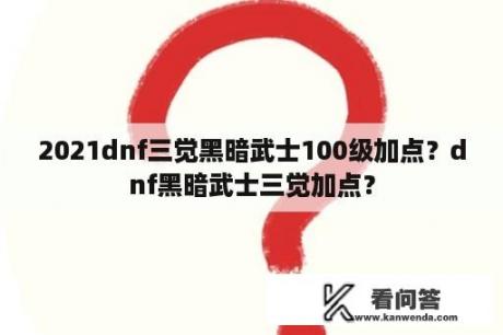 2021dnf三觉黑暗武士100级加点？dnf黑暗武士三觉加点？