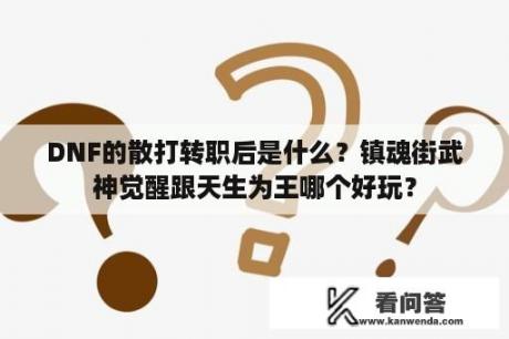 DNF的散打转职后是什么？镇魂街武神觉醒跟天生为王哪个好玩？