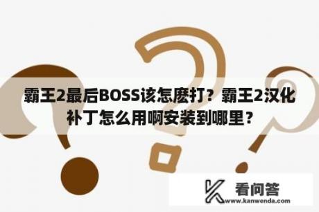 霸王2最后BOSS该怎麽打？霸王2汉化补丁怎么用啊安装到哪里？