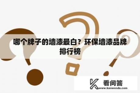 哪个牌子的墙漆最白？环保墙漆品牌排行榜