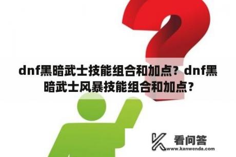 dnf黑暗武士技能组合和加点？dnf黑暗武士风暴技能组合和加点？