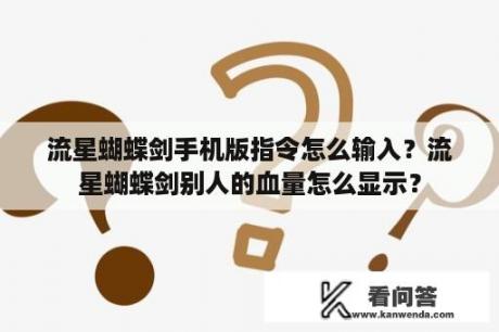 流星蝴蝶剑手机版指令怎么输入？流星蝴蝶剑别人的血量怎么显示？