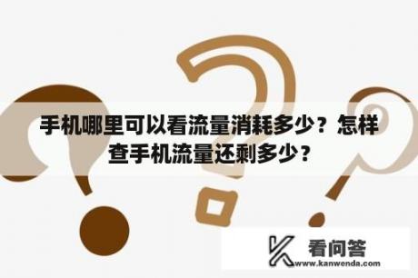 手机哪里可以看流量消耗多少？怎样查手机流量还剩多少？