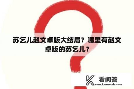 苏乞儿赵文卓版大结局？哪里有赵文卓版的苏乞儿？