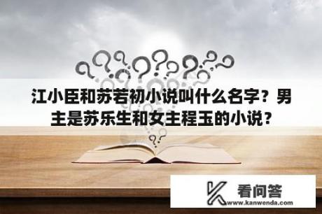 江小臣和苏若初小说叫什么名字？男主是苏乐生和女主程玉的小说？