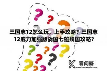 三国志12怎么玩，上手攻略？三国志12威力加强版战国七雄魏国攻略？