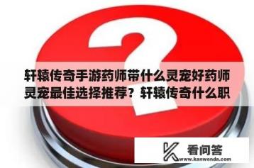 轩辕传奇手游药师带什么灵宠好药师灵宠最佳选择推荐？轩辕传奇什么职业后期厉害？