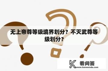 无上帝尊等级境界划分？不灭武尊等级划分？