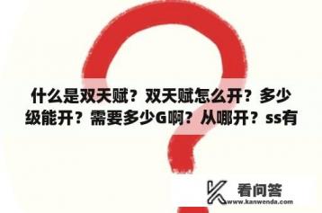 什么是双天赋？双天赋怎么开？多少级能开？需要多少G啊？从哪开？ss有必要双天赋么？