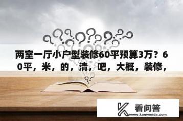 两室一厅小户型装修60平预算3万？60平，米，的，清，吧，大概，装修，需要，花，多少钱？