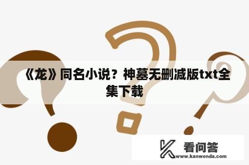 《龙》同名小说？神墓无删减版txt全集下载