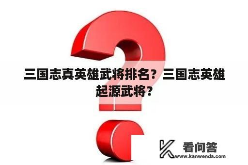 三国志真英雄武将排名？三国志英雄起源武将？