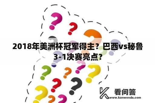 2018年美洲杯冠军得主？巴西vs秘鲁3-1决赛亮点？