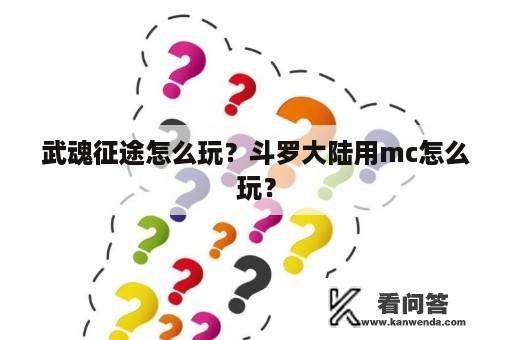 武魂征途怎么玩？斗罗大陆用mc怎么玩？