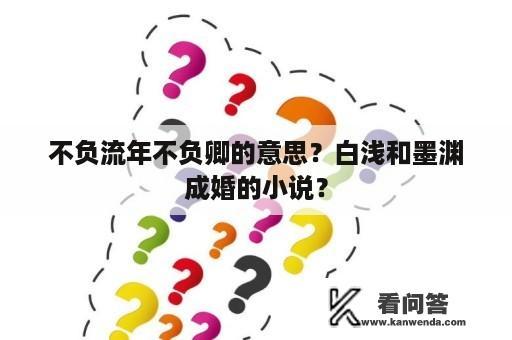 不负流年不负卿的意思？白浅和墨渊成婚的小说？