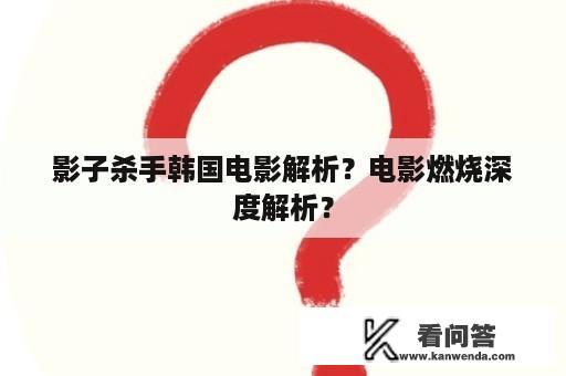 影子杀手韩国电影解析？电影燃烧深度解析？