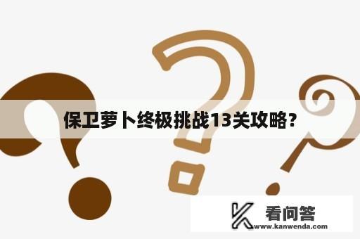 保卫萝卜终极挑战13关攻略？