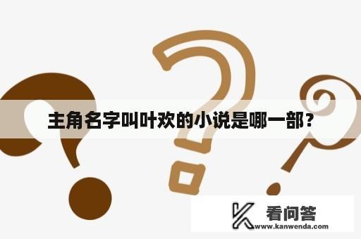 主角名字叫叶欢的小说是哪一部？