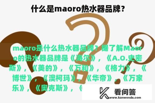 什么是maoro热水器品牌？