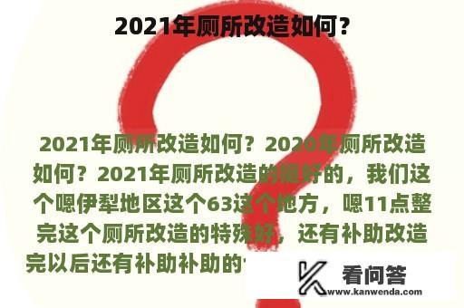 2021年厕所改造如何？