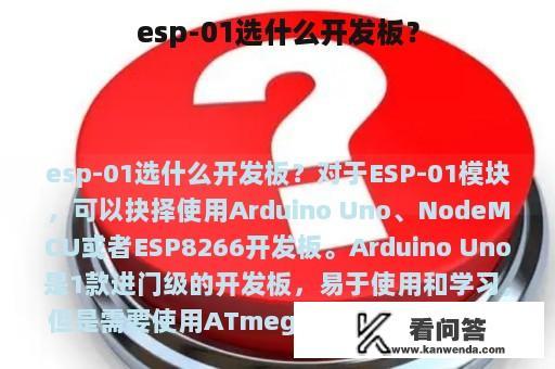 esp-01选什么开发板？