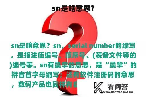 sn是啥意思？