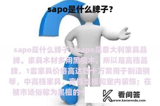 sapo是什么牌子？