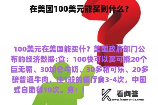 在美国100美元能买到什么？