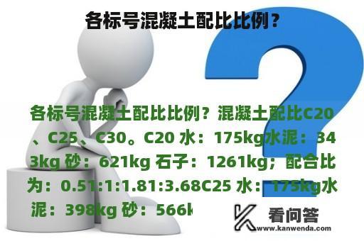 各标号混凝土配比比例？