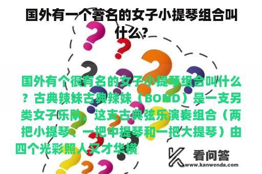 国外有一个著名的女子小提琴组合叫什么？