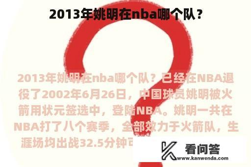 2013年姚明在nba哪个队？