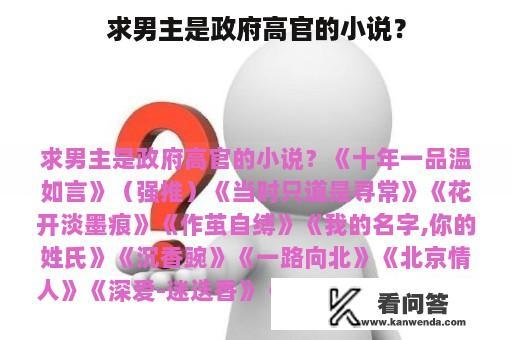 求男主是政府高官的小说？