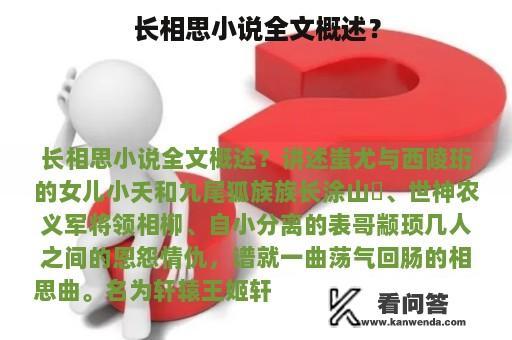 长相思小说全文概述？