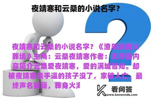 夜靖寒和云桑的小说名字？