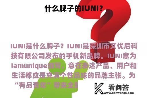 什么牌子的IUNI？