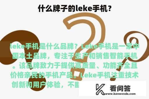 什么牌子的leke手机？