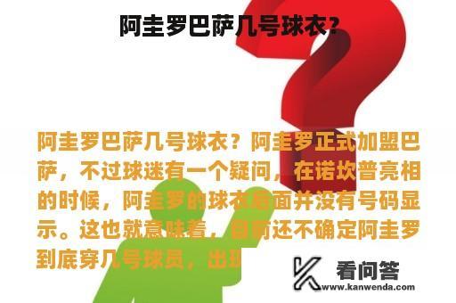 阿圭罗巴萨几号球衣？