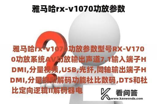 雅马哈rx-v1070功放参数