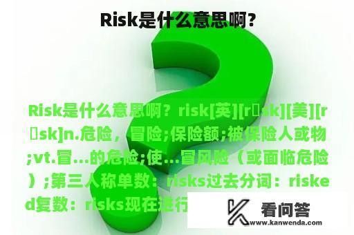 Risk是什么意思啊？