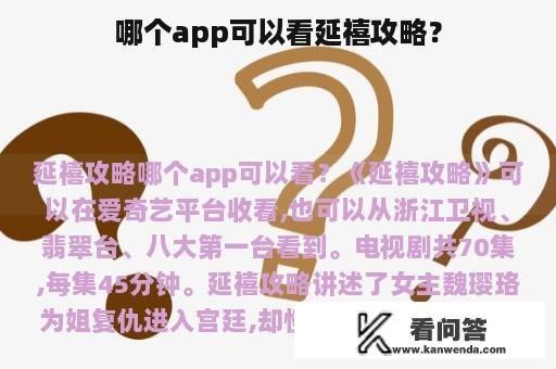 哪个app可以看延禧攻略？