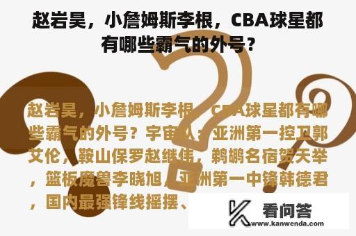 赵岩昊，小詹姆斯李根，CBA球星都有哪些霸气的外号？