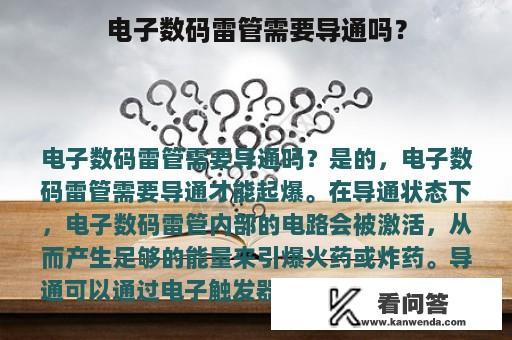 电子数码雷管需要导通吗？