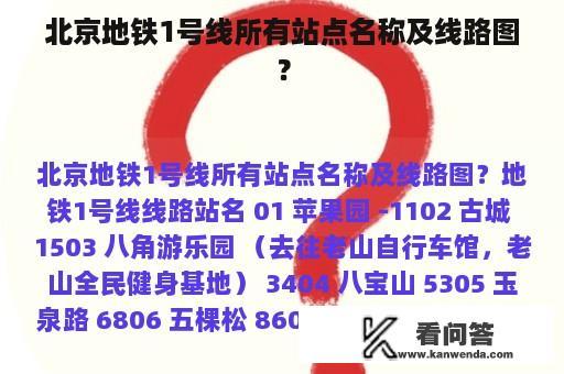 北京地铁1号线所有站点名称及线路图？