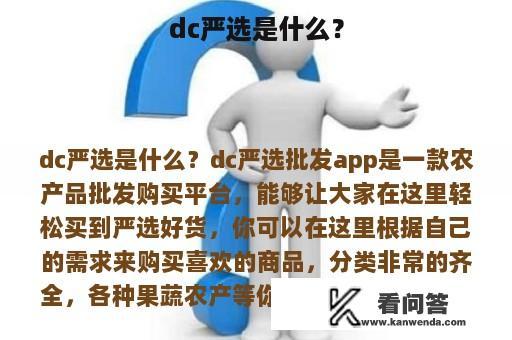 dc严选是什么？