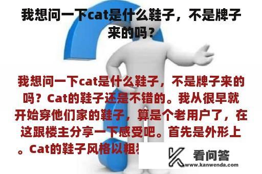 我想问一下cat是什么鞋子，不是牌子来的吗？