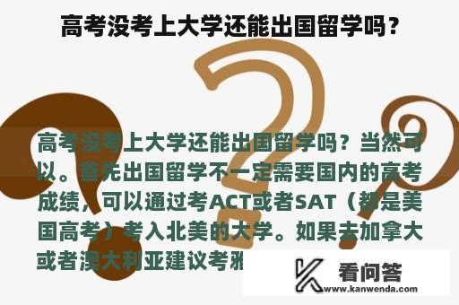 高考没考上大学还能出国留学吗？