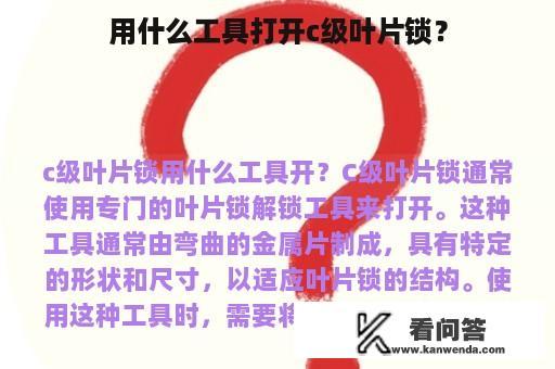 用什么工具打开c级叶片锁？