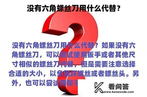 没有六角螺丝刀用什么代替？