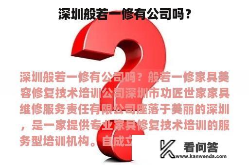 深圳般若一修有公司吗？