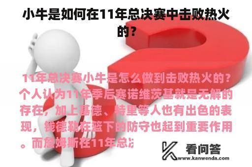 小牛是如何在11年总决赛中击败热火的？